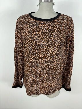 Johnson and Murphy Leopard Print Long Sleeve Women's Top size M